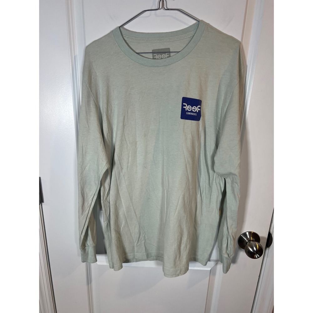 Reef Cannabis Mens Long Sleeve T-Shirt Graphic Print Sage Green Large